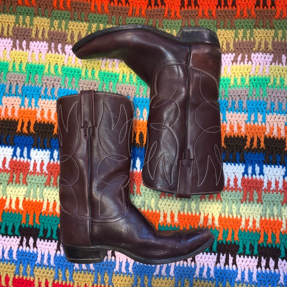 Authentic Brown Leather Cowboy boots